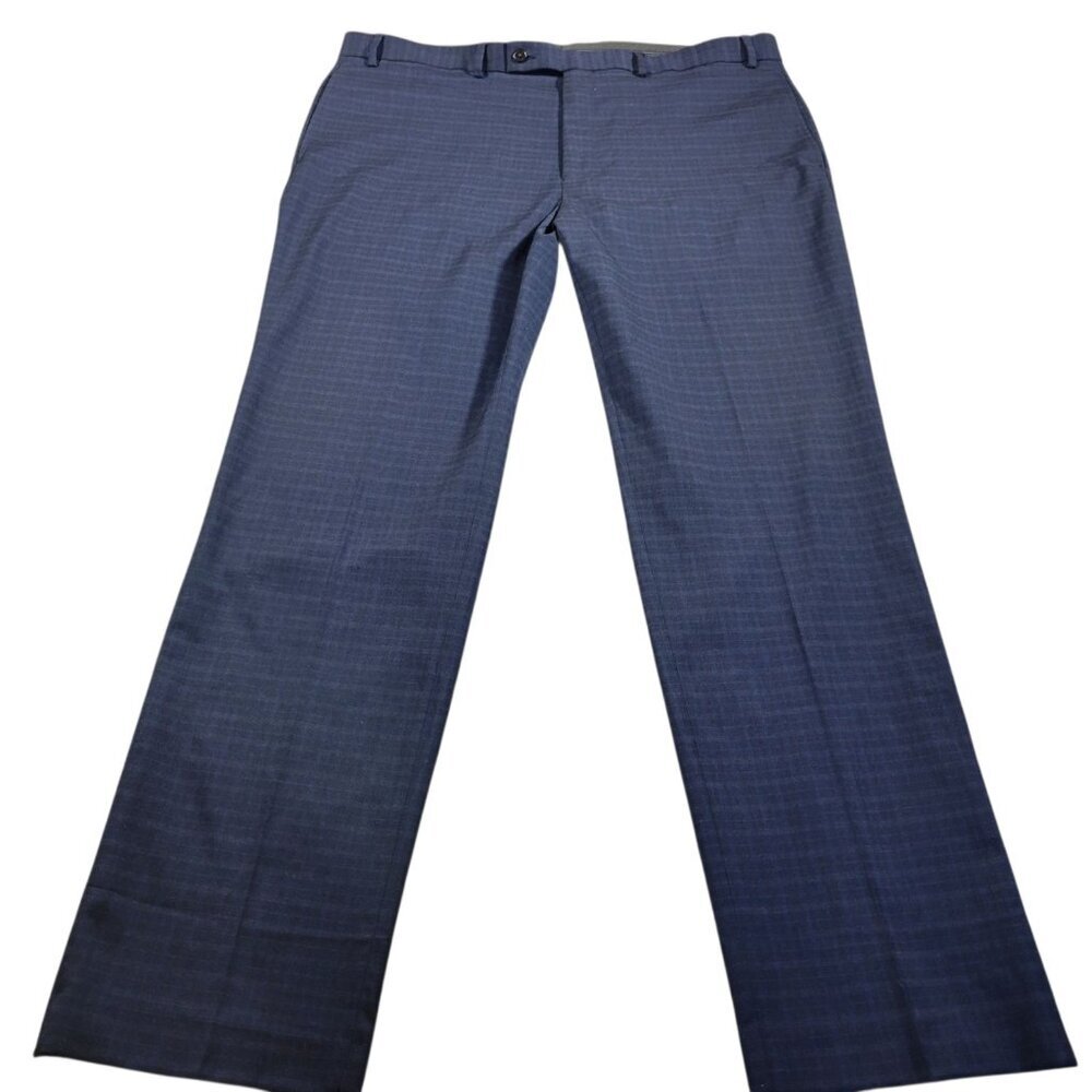 Lauren Ralph Lauren Dress Pants Mens 40x32 Blue Poly Blend Plaid Preppy Slacks
